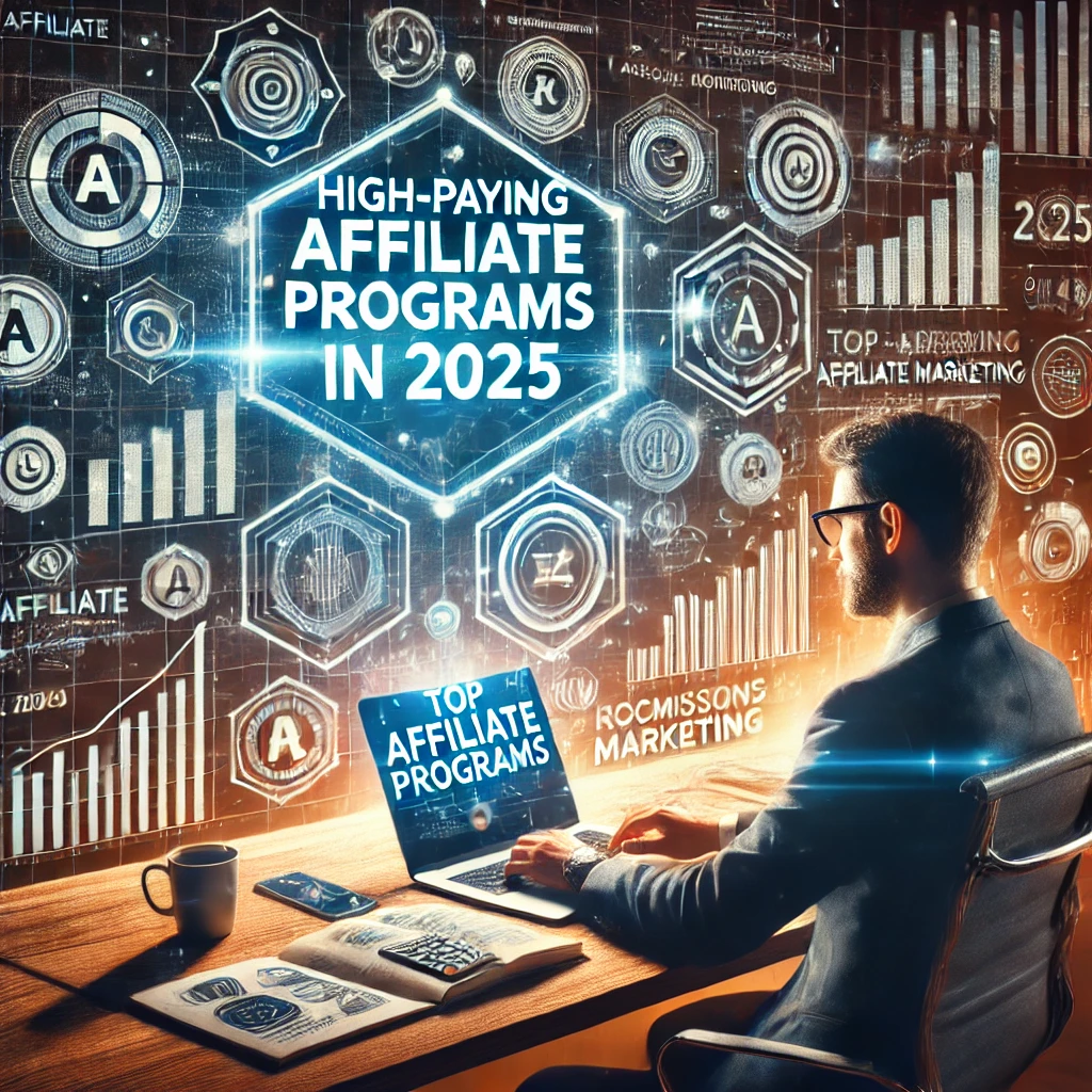 DALL·E 2025-02-16 04.18.02 - A creative and professional image representing high-paying affiliate programs in 2025. The image should feature a person working on a laptop, analyzin